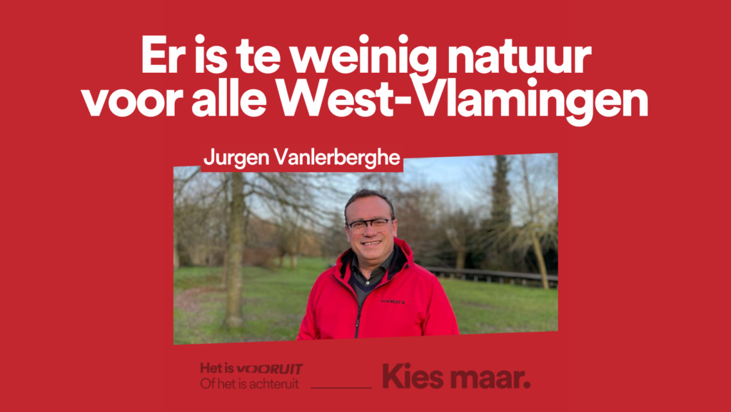West-Vlaanderen is de provincie met de minste natuur in Vlaanderen. Meer dan de helft van de West-Vlamingen heeft geen toegang tot natuur op wandelafstand van hun woning. Slechts 6,9% van het grondgebied is ingericht als natuur en bos. Of dit problematisch is? Zeker en vast!